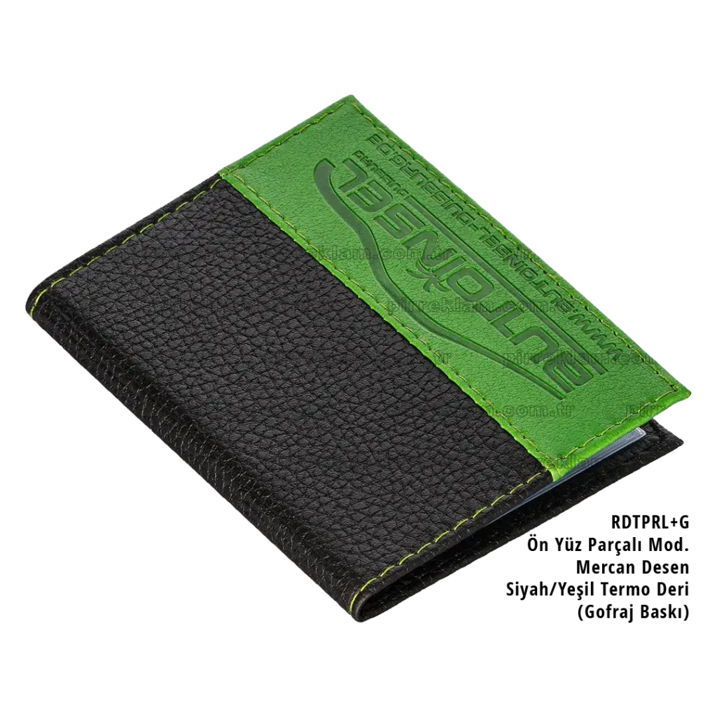 R-PR-DT-L+G Dikişli Parçalı Lüx Desenli Termo Deri Ruhsat Kabı