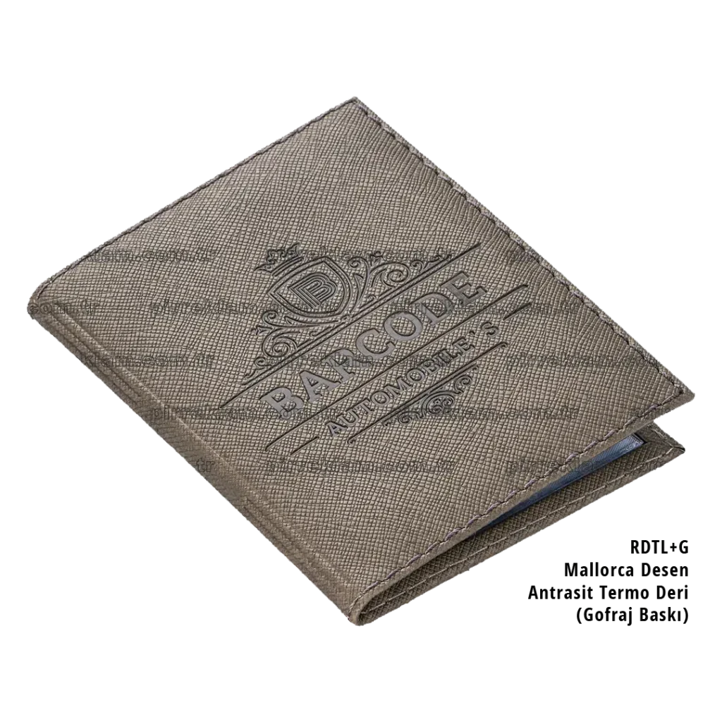 R-DT-L+G Dikişli Lüx Desenli Termo Deri Ruhsat Kabı