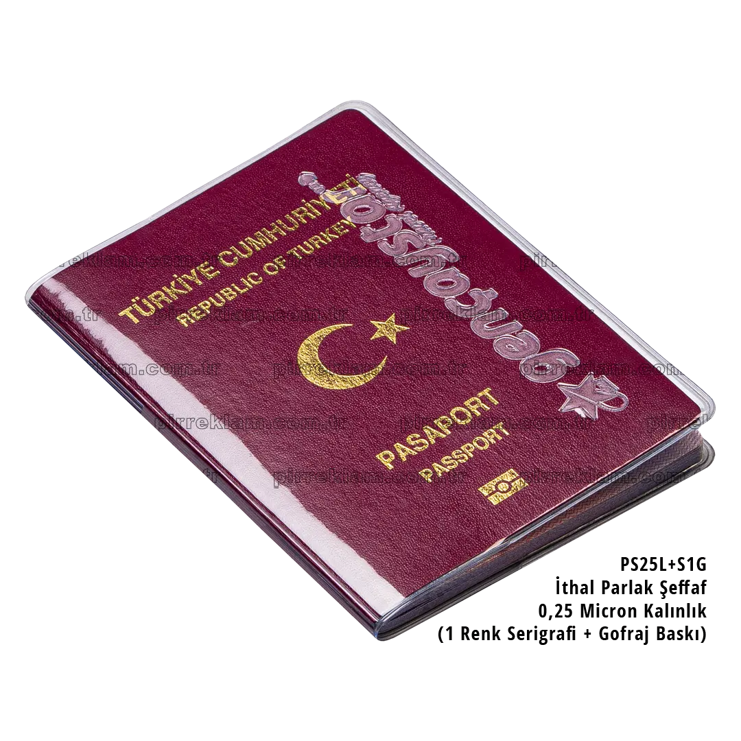 P-SF-L30+G Lüx Kalın Şeffaf Pvc Pasaport Kılıfı (0,30 Micron)