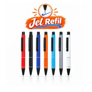 Baklava desenli tutuşlu basmalı metal jel refil kalem – 7 gövde renginde bir arada