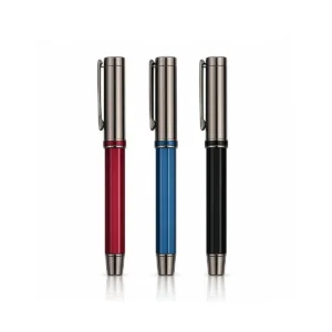 Füme kapaklı parlak gövdeli premium metal roller kalem – 3 gövde renginde bir arada